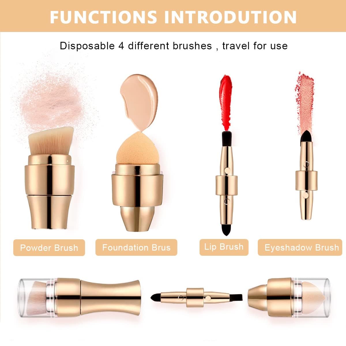 Portable 4 in 1 Makeup Brush
