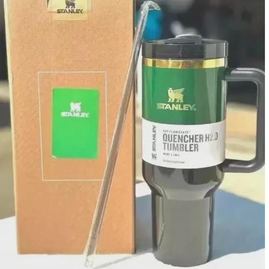 Stanley Quencher H2.0 Tumbler 40oz – Green | Insulated Stainless Steel Cup with Handle & Straw