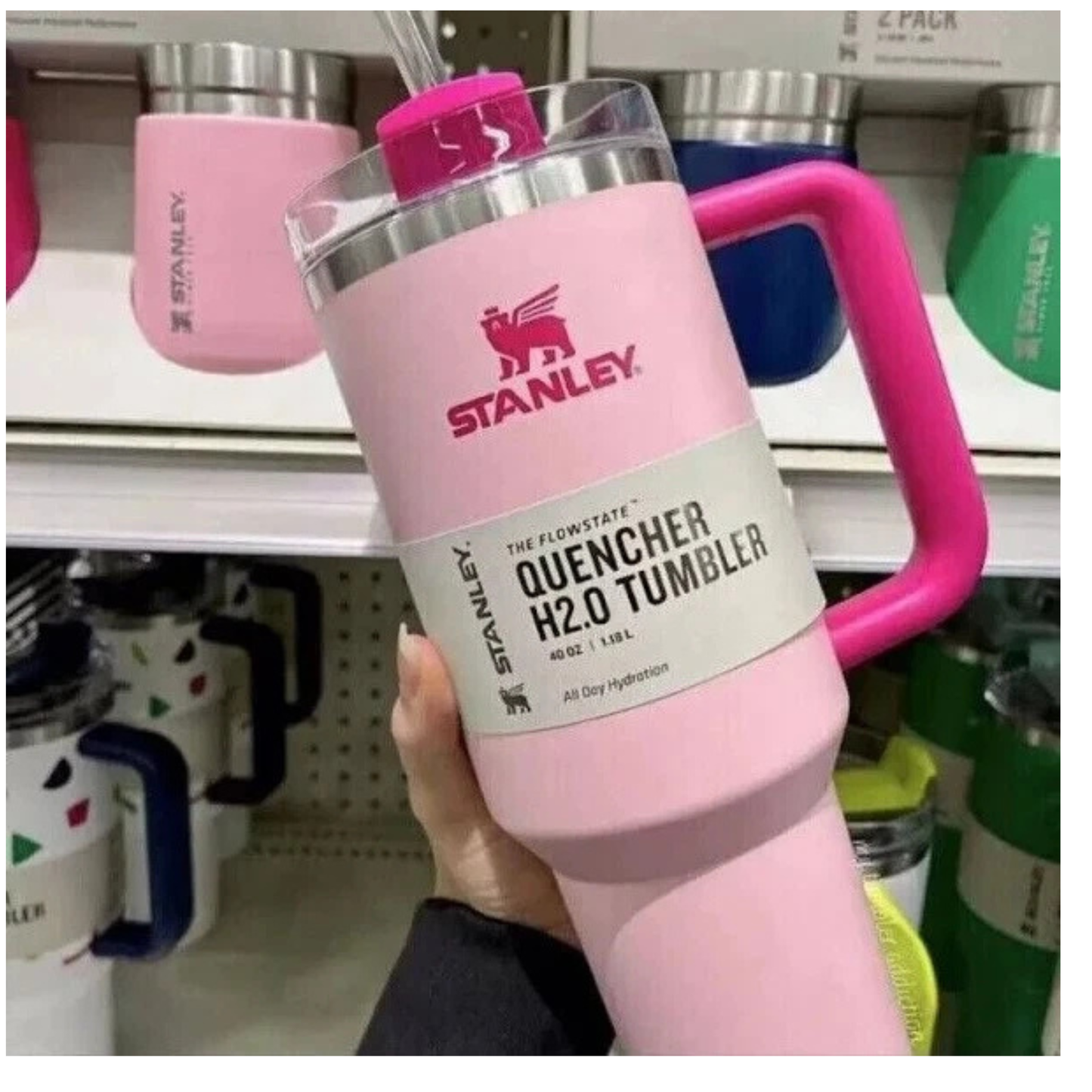 Stanley 40 oz. Quencher H2.0 FlowState Tumbler- Cosmo Pink Valentines Edition