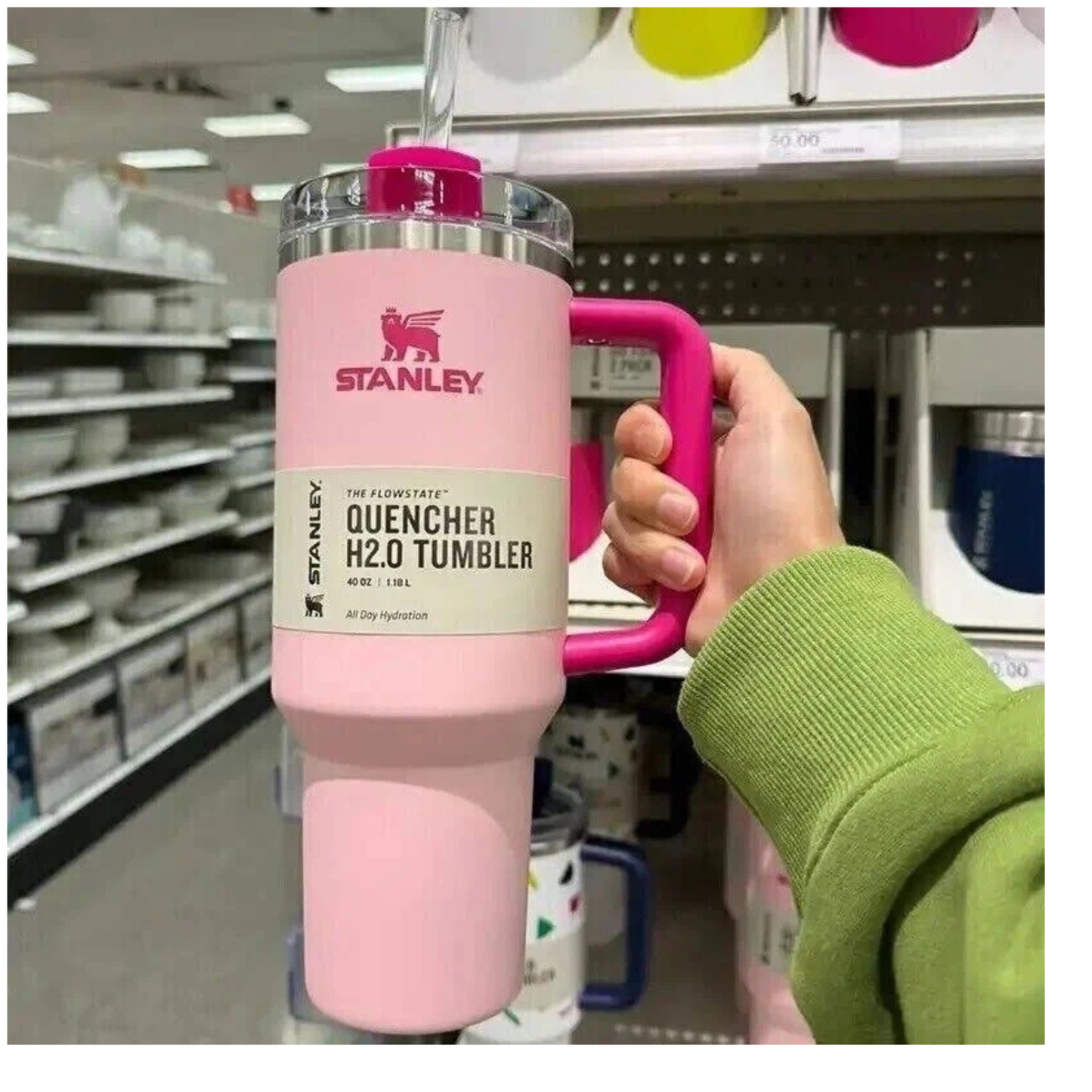 Stanley 40 oz. Quencher H2.0 FlowState Tumbler- Cosmo Pink Valentines Edition