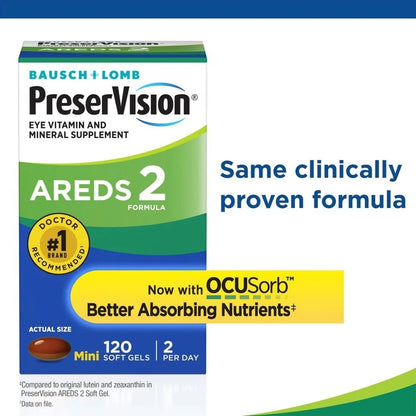 PreserVision Areds 2 Formula Eye Vitamin & Mineral Supplement Soft-Gels, 120 Ct