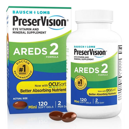 PreserVision Areds 2 Formula Eye Vitamin & Mineral Supplement Soft-Gels, 120 Ct