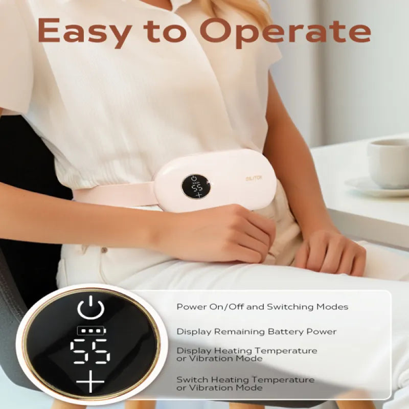 Portable Electric Heating Pad - Cordless Menstrual Relief Belt with 3 Heat Settings