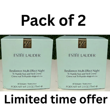 2PC Estee Lauder Resilience Multi-Effect Night Tri-Peptide Face&Neck Cream 2.5oz Fit And Glow