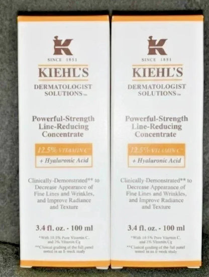 2 PACK Kiehl's POWERFUL-STRENGTH Line Reducing Concentrate. 3.4 oz/100 ml Vitamin C