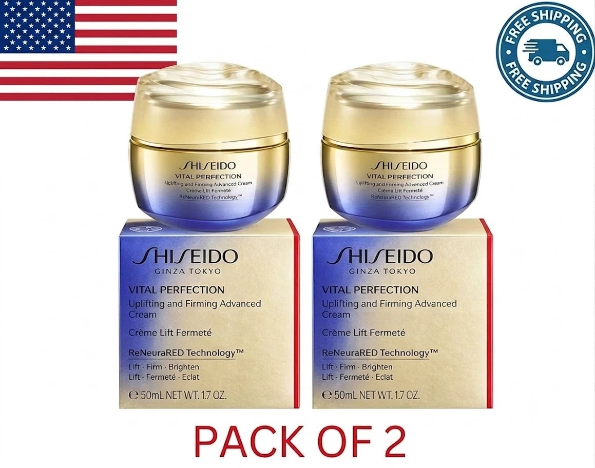 Shiseido Vital Perfection Uplifting Firming ADVANCED Cream 50ml/ 1.7oz Pack of 2 Fit And Glow