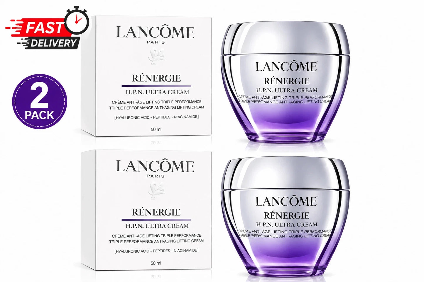 2 Pack Lancome Renergie HPN Ultra Cream 50ml/1.69oz New USA Free Shipping