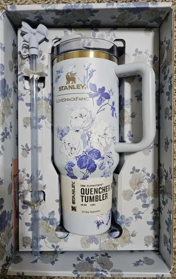 Stanley x Love Shack Fancy Tumbler 40oz Holiday Rosa Beaux Blue With Box Free Sh