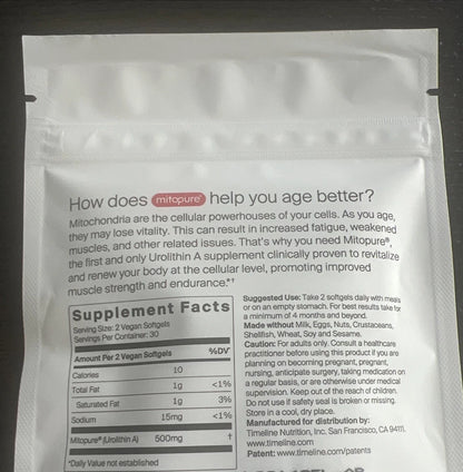 Time-Line Longevity Supplement Mitopure Urolithin A 60 Softgels Exp 2/2027 New! Fit And Glow