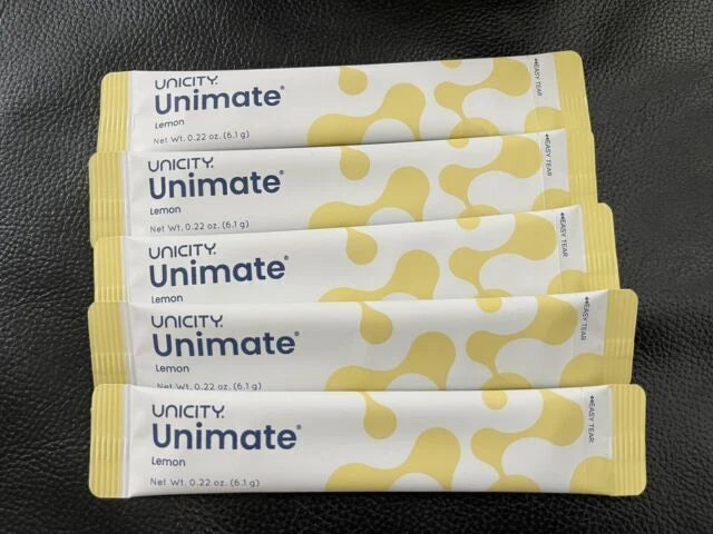 Unicity Unimate Dietary Supplement LEMON FLAVOR Drink Mix 5/10/30 Pack - Exp2027