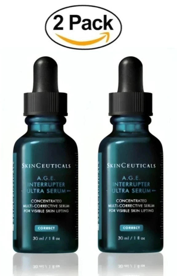 SkinCeuticals A.G.E. Interrupter Ultra Serum 1oz Full Size Pack of 2 Sealed Fit And Glow